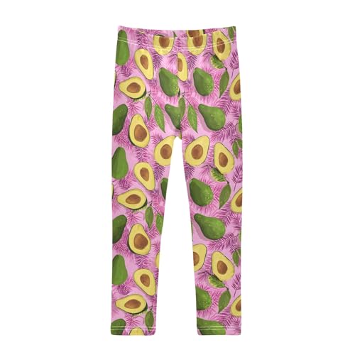 Girls' Athletic Leggings Ankle Length Yoga Dance Pants Kids Teen 4T Palm Leaf Avocado
