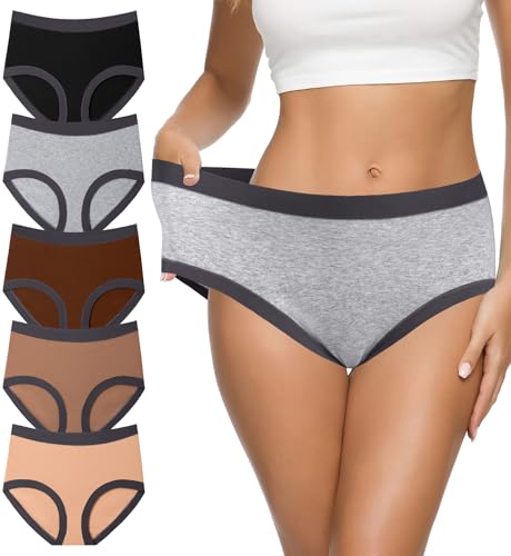 Image of Eiggam Women's Cotton Bikini Panties,High-Cut Full Coverage Stretch Cool Underwear for Women