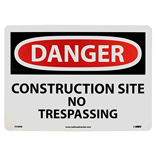 NMC D248RB DANGER – CONSTRUCTION SITE NO TRESPASSING Sign – 14 in. x 10 ...
