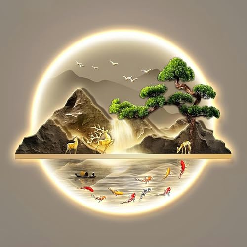 Sculpture murale 3D LED style chinois traditionnel pour entrée - 2