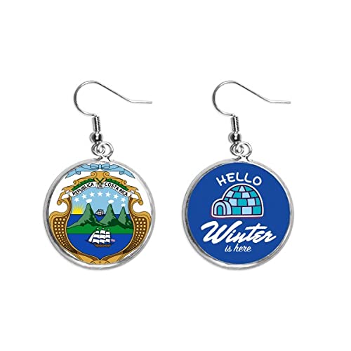 Pendientes de gota con escudo de Costa Rica joyería colgante de invierno