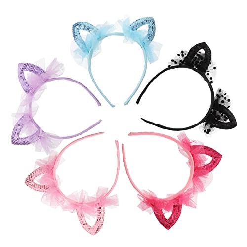 FOMIYES 5 Pçs Orelhas De Gato Tiara Turbante Tiara Orelhas De Animais Favor De Festa Meninas Tiara R