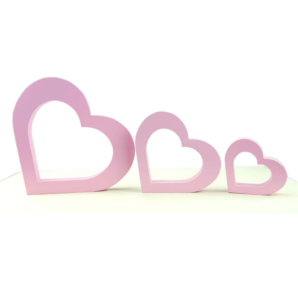 Amazon.com: SaktopDeco 3 PCS Pink Wooden Heart Centerpiece Pink