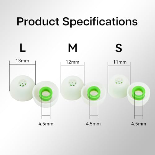Image of Linsoul Kiwi Ears Flex Earbud Tips, Replacement Silicone IEM Tips, 3 Pairs, S /M /L Size, for KZ ZS10 Pro 2, SuperMix 4,Hype4,Orchestra Lite, Cadenza Wired /Wireless Earphones (Green)