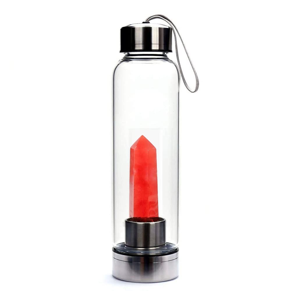 Bouteille d'eau en cristal de quartz contre le stress élixir de vitalité naturelle sport