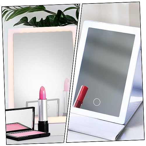 Miroir de maquillage pliable LED blanc avec trois modes d'éclairage nomade