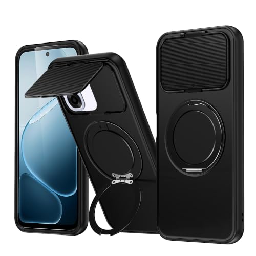 Image of SPAZY CASE Oppo A6x Back Cover|Premium Magnetic Ring Stand Case with Camera Protection Slider|360 Rotating Kickstand|Slim & Strong Grip Phone Case for Oppo A6x-Black