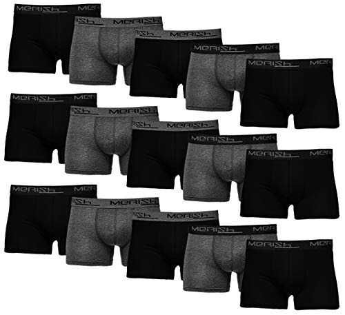 MERISH Boxershorts Herren 15er Pack S-5XL Unterwäsche Unterhosen Männer Men Retroshorts 415 (3XL, 415e 15er Set Anthrazit-Schwarz)