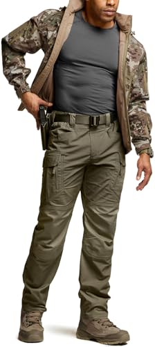 Image of CQR Men's Flex Stretch Tactical Pants, Water Resistant Ripstop Cargo Pants, Lightweight EDC Outdoor Work Hiking Pants