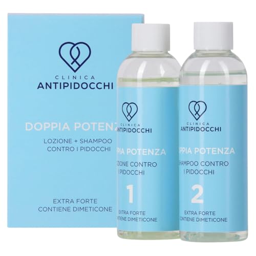 Clinica Anti-Pidocchi – Shampoo Antipediculosi in Combinazione con Lozione ad Alta Concentrazione per Adulti e Bambini – Trattamento Efficace a Base di Dimeticone con Eucalipto e Limonene – 2 x 100 ml