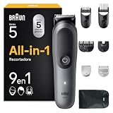 Braun Recortadora Todo en Uno Series 5 AIO5545, Gris - Kit de Styling 9en1 para Barba, Pelo, Orejas, Nariz Y Cuerpo, 120 Min, Cortapelos Hombre con Lámina Ultra Afilada, Recorte Preciso Y Eficiente
