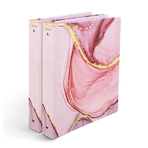 Comix Pink Marble 3 Ring Binders, Rose Gold 1 inch Binders, 2 Binders with Decorative Fashion Designed, Fit for US Letter Size Paper, Binders Pack of 2, Pretty Pink Marble (A2130PM)