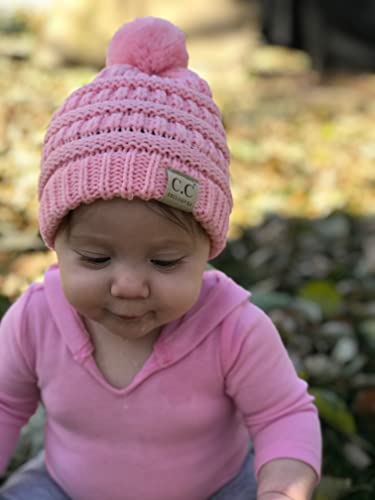 Funky Junque Beanie Infant Baby Skull Cap Hat (Pom) - Pale Pink #TOP5