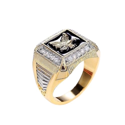 925 Sterling Silver mens Ring eagle pattern hip hop square Ring fashion cubic zirconia full diamond ring 18k yellow gold Eternal Engagement Wedding cocktail party Ring for mens ST.226 (9)