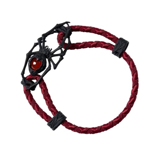 COPPERTIST.WU Spider Rope Bracelet Handmade Adjustable Braided Wristband Unique Jewelry Gift for Him & Her,Obsidian & Red Agate Gemstone
