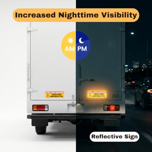 Image of TOTOMO Oversized Red Vehicle Speed Monitored by GPS Safety Sticker, Speed Limit Maintained, 10-Pack, Large 14 inch x 5 inch Reflective Warning Decal for Fleet Vehicles, Trucks, Vans & Commercial Vehicles