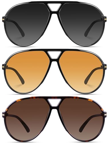 Oversized Aviator Retro Sunglasses for Women Men Trendy Classic 70s Vintage Style Sun Glasses4