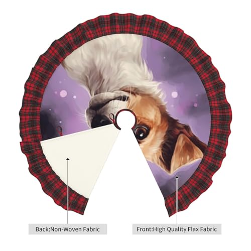 Jupe de sapin de Noël chien violet pour cacher le pied du sapin proprement