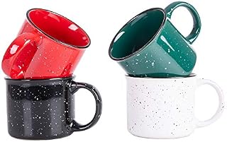 Cutiset 14 ounces Ceramic Speckled Campfire coffee Mug Set of 4 (Enamel-multicolor)