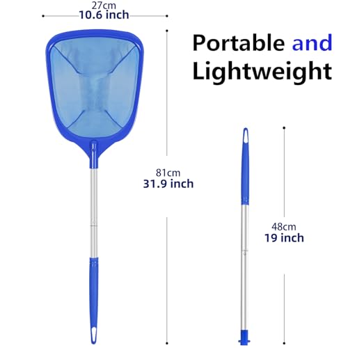 Image of Hot Tub Skimmer Net with Ultra Fine Mesh, Handheld Spa Pool Net for Fine Debris & Leaves, Lightweight Safe-Edge Cleaner for Hot Tubs, Small Pools & Spas