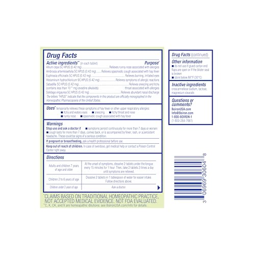 Boiron AllergyCalm Tablets for Relief from Allergy and Hay Fever Symptoms of Sneezing, Runny Nose, and Itchy Eyes or Throat - 60 Count - image 8