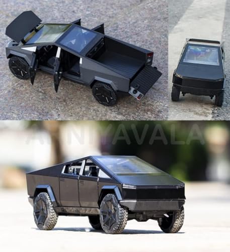 Image of Alloy Car Model Diecasts Metal Toy with Sound /Light /Pull-Back Off-Road Vehicles Car Model Collection Kids Toys Gift Multicolor Pack of 1 (Cybertruck-Black)