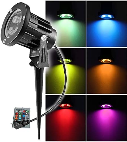OurLeeme Lawn Flood Light Stake, RGB Spot Lights,8W Outdoor LED Flood Light Waterproof Garden Yard Lights with Remote Control,2-in 1 Landscaping Spotlights for Patio,Pathway, Driveway 85-265V (1 Pc)