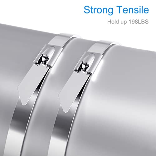 Azzuro 100Pcs 11.8 Inch Metal Cable Zip Ties Heavy Duty, Premium Stainless Steel Cable Zip Ties With 198Lbs Tensile Strength, Self-Locking Steel Exhaust Wrap Wire Ties For Indoor And Outdoor #TOP2