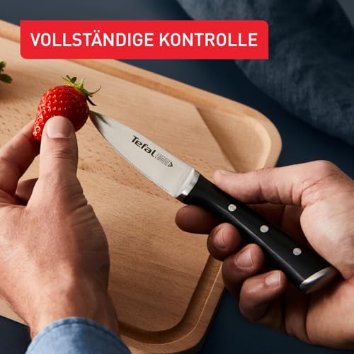 Foto von Tefal Ice Force Santoku Messer, 18cm, Korrosionsschutz, Handschutz, Edelstahl, Edelstahl/Schwarz, K23206