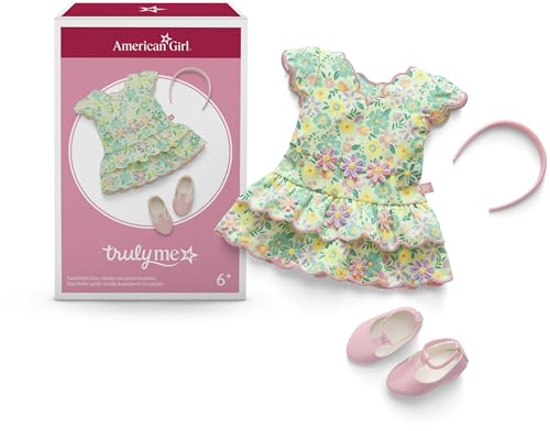 Image of American Girl Truly Me, 18-inch Doll Clothes, Pastel Petals Dress, with Headband and Flats, Ages 6+
