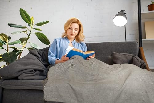 Emma Barclay Herringbone - Recycled Cotton Patterned Chair Sofa Setee Bed Throw Over Blanket in Natural - 50x60 (127x152cm)