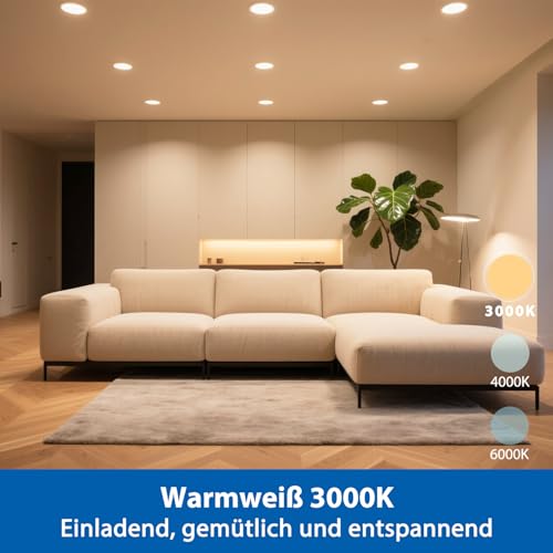 ZIZZLER 40er Set LED Einbaustrahler Spots 230V Flach 68-80mm Lochmaß, Warmweiß Deckenspots, IP44 Einbauleuchten für Badezimmer Feuchtraum, 5W 3000K Einbauspots für Küche Schlafzimmer Wohnzimmer