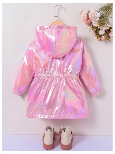 SOLY HUX Toddler Girl's Zip Up Hoodie Jacket Laser Shiny Long Sleeve Elastic Winter Warm Coats Clothes2