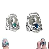 2PCS Vintage Style Sewing Thimbles for Hand Sewing–Open Nail Acorn Thimble Set，Metal Finger Protectors, Thimble Ring for Quilting,Sewing, and Embroidery（Two Sizes）