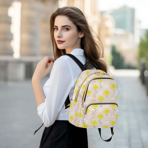Wudan sac à dos matelassé haut de gamme imprimé floral rose jaune S-M