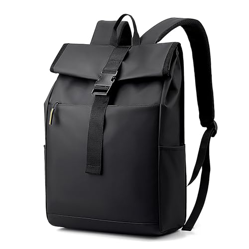 Premium Roll Top Waterproof Backpack (New 2024) - Laptop Bag for Men, Women - Rucksack for Travel, Business School - Large Anti Theft for Hiking Camping, Work - Multi Pocket Fashion Sport (25L Black)