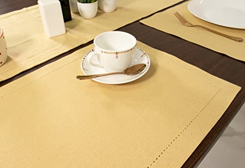 Purpleessences Hemstitch Solid Collection 100% Cotton Classic Farmhouse Table Runner 14 X 72 Every Day Use - Beige #TOP3