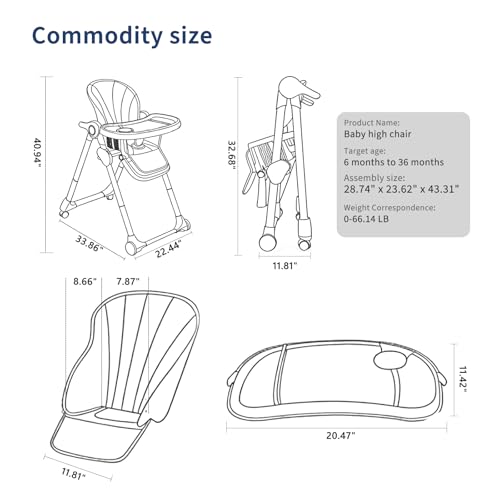 ExploreHorizon Portable & Foldable 3-in-1 High Chair for Baby, Adjustable Feeding Chair with Double Removable Trays, Compact Travel High Chair, Convertible Toddler Chair for 6-36 Months by ExploreHorizon - Image 8