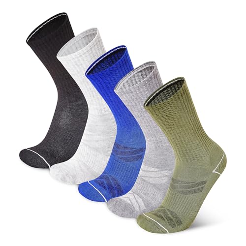 Image of Champion Men's Cushioned Crew Socks 5-Pack - Moisture-Wicking Athletic Crew Socks with Arch Support (Sizes 6-12)