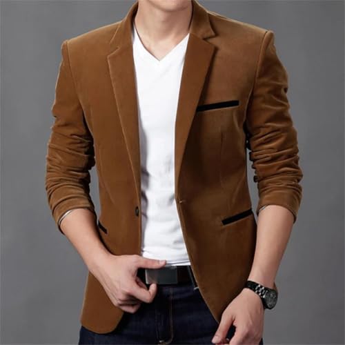 Men Corduroy Blazer Jacket Autumn Spring Slim Casual Suit for Business Streetwear2