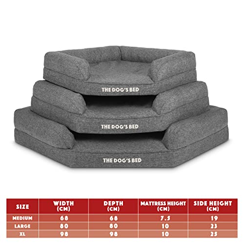 The Dog's Bed Orthopädisches Eck-Hundebett, Memory-Schaum, Wasserdicht, Groß Grauer Leinenstoff, Lindert Arthritis und Hüftdysplasie, Therapeutisch und unterstützend, Waschbar, Tierärztlich Zugelassen
