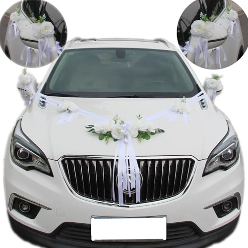 Ensemble de décoration de voiture de mariage Premium Chexin, décoration de capot de mariée et de marié, décoration de voiture de mariage avec roses...