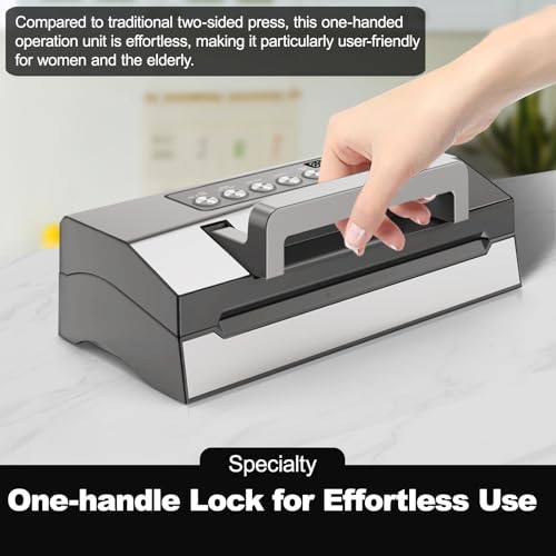 Precision Vacuum Sealer – LIWUNON Stainless Steel Food Vacuum Sealer Machine, Double Heat Seal, All-in-One Versatile for All Foods, Large Bag Storage, Built-in Cutter, Easy-Lock Handle - Image 6