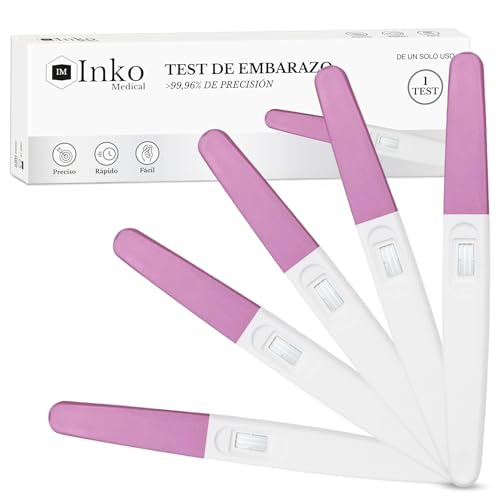 Inko Medical Test de Embarazo Alta Sensibilidad, Resultado Rápido, Máxima Precisión 99.96%, Prueba Embarazo para Detección Temprana, Predictor, Pregnancy Test, 1 Sólo Uso (5 unidades)