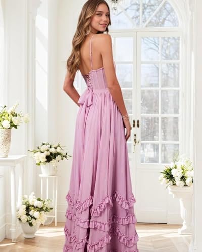 V Neck Bridesmaid Dresses for Wedding Spaghetti Straps Formal Dresses for Women Split Evening Dresses Long3