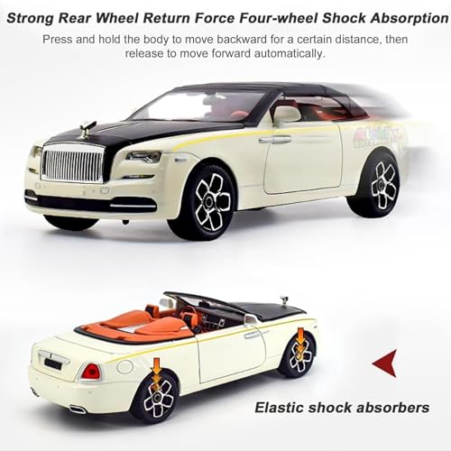 Image of Alokik 1:32 Rolls Royce Dawn Die-Cast Metal Pull Back Car with 2 Openable Doors with Sounds and Lights Toy Decoration Car Best Gift Toys for Kids【Black】