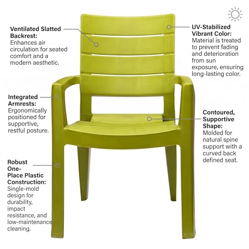 Image of Cello Jordan Polypropylene Plastic Arm Chair | Modern Multipurpose Seating for Home, Office, Garden & Balcony | Ergonomic Indoor & Outdoor Furniture (Color: Green, Set of 2 piece)