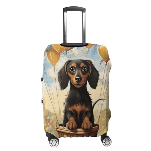 Dachshund Hot Air Balloon Luggage Covers Tsa Approved Suitcase Cover Elastic Washable Luggage Sleeve Carry on Cover Protector Anti-Scratch Suitcase Protector Fits 19-30 Inch Case(S)4