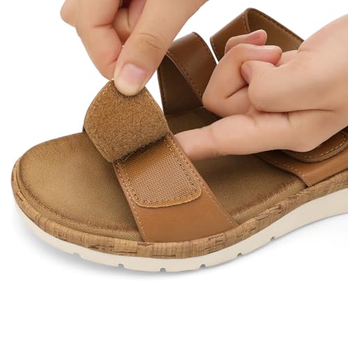 Image of UBFEN Womens Slides Sandals Comfortable Low Wedge Arch Support for Walking