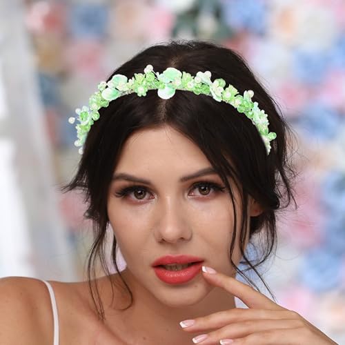 Women-Green-Crystal-Headband-Leaf-Hairband-Flower-Rhinestone-Pearl-Hair-Accessory-Handmade-Nature-Hair-Hoop